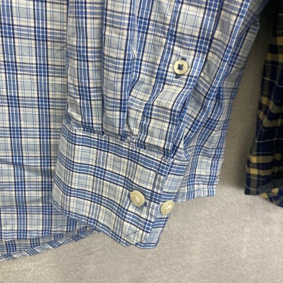 Lot of 2 Izod Button Up Shirt Mens Large Plaid Blue Yellow Heritage Tartan - Picture 12 of 16